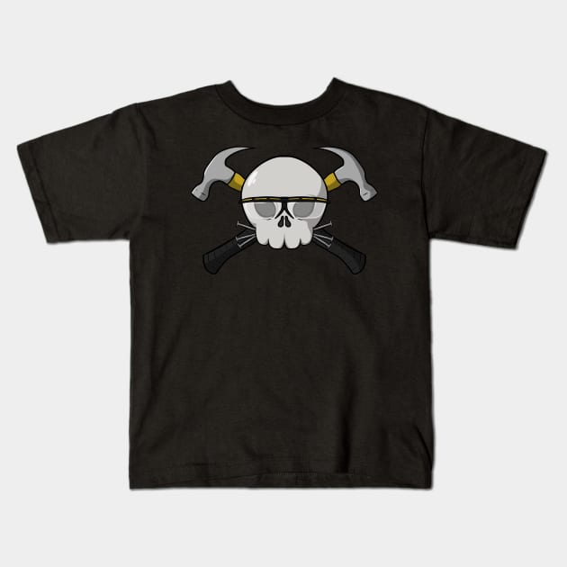 Carpenters crew Jolly Roger pirate flag (no caption) Kids T-Shirt by RampArt